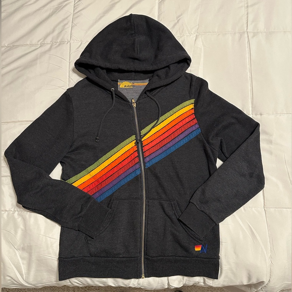 Aviator Nation 5 Stripe Zip Hoodie
